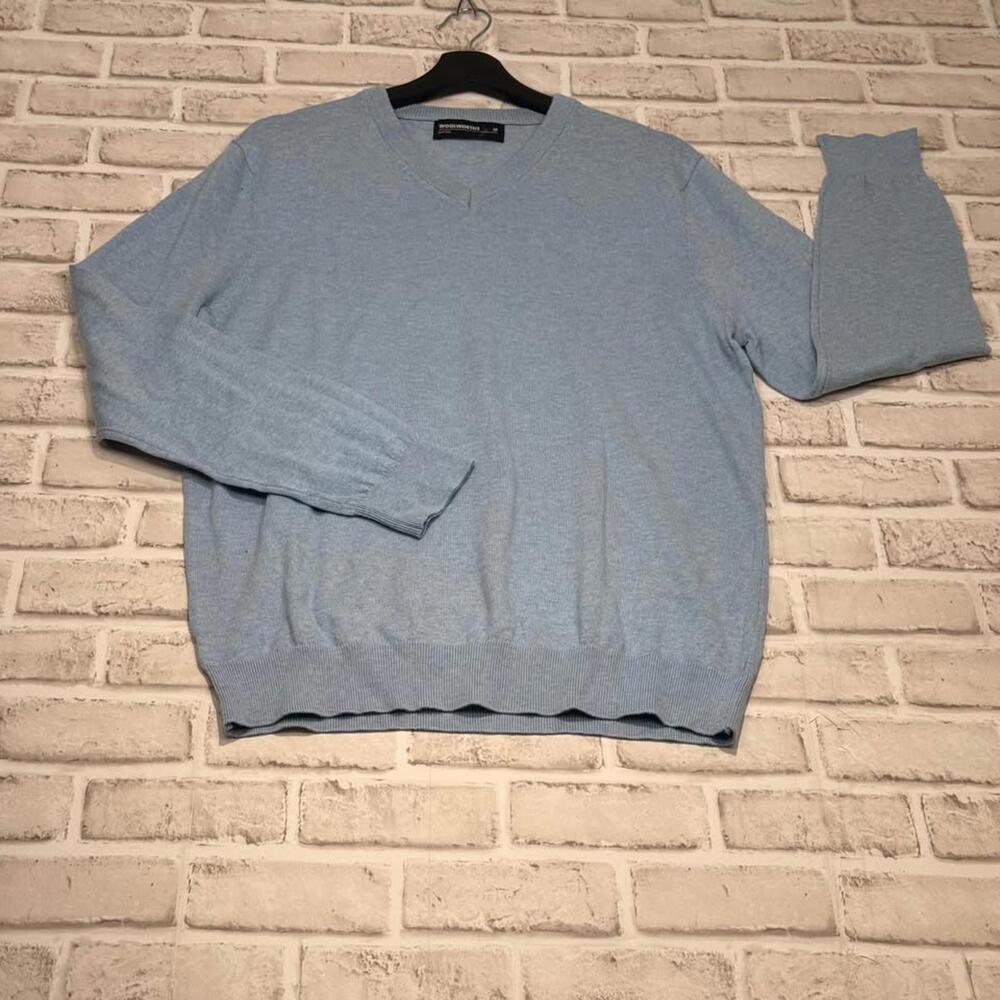 Woolworths‎ Cotton V-Neck Sweater Lightweight Soft Baby Blue Men's M